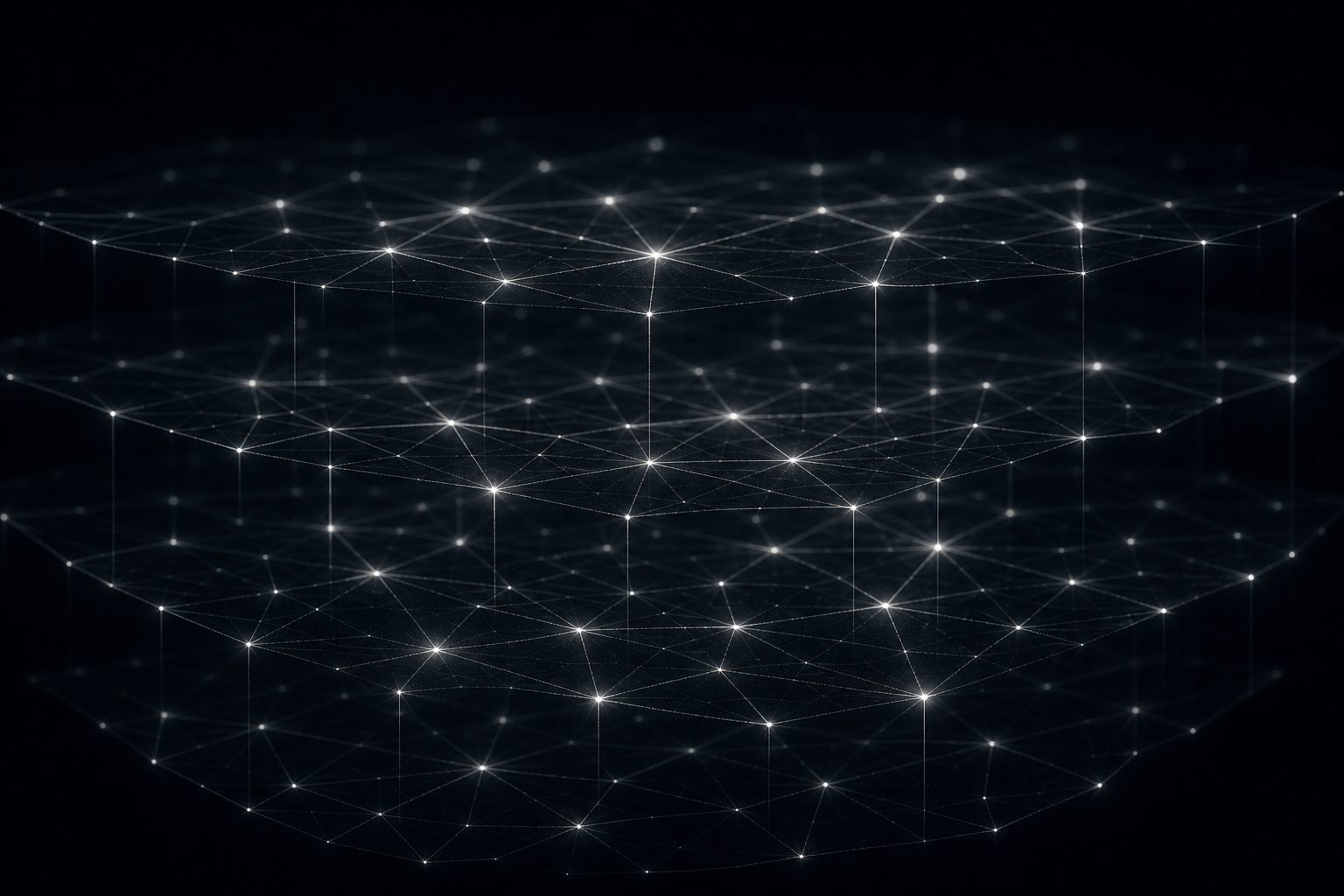 Network graphic: several stacked network layers as an orchestrating data layer