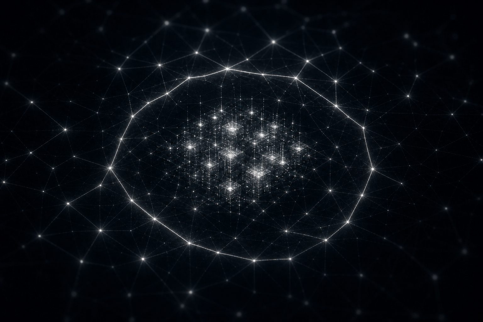 Network graphic: a self-contained, protected core of data nodes