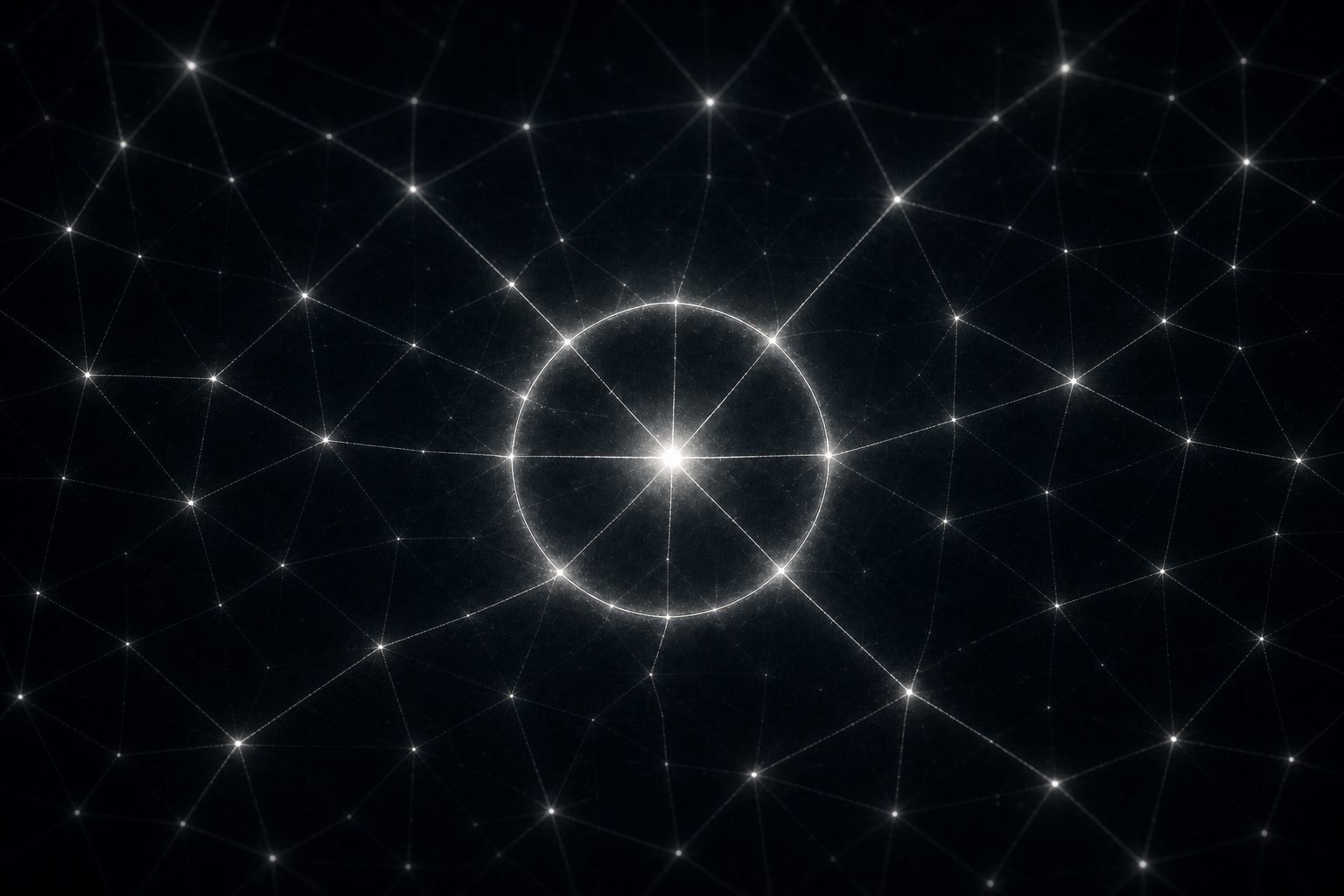 Network graphic: a central node protected by a glowing ring